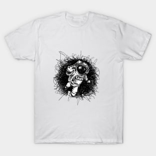 Astronaut at Black Hole Scribble T-Shirt